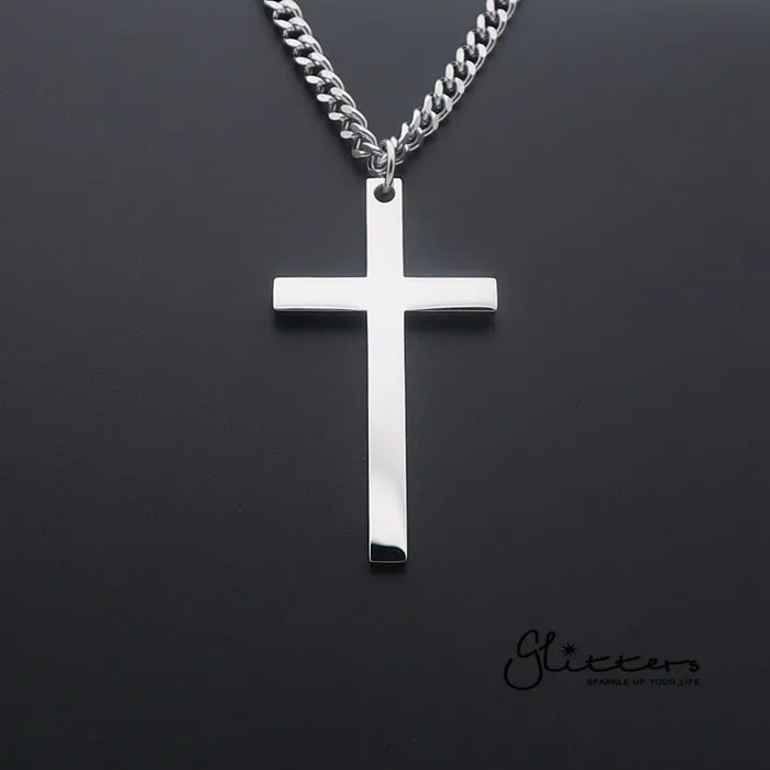 Earrings Glitters Stainless Steel Plain Cross Necklaces Silver Gold Black