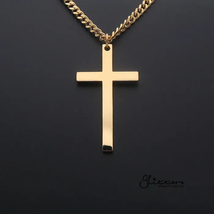 Earrings Glitters Stainless Steel Plain Cross Necklaces Silver Gold Black
