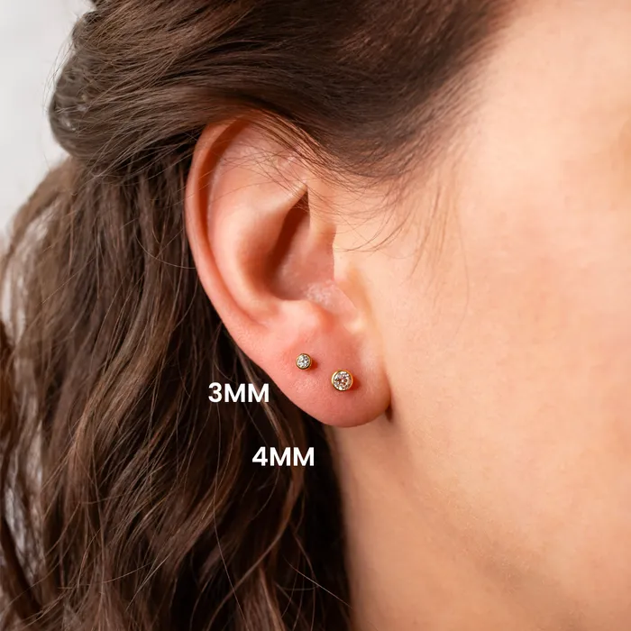 Earrings Grayling Crystal Round Bezel Set Titanium Flat Back Sleeper Earrings