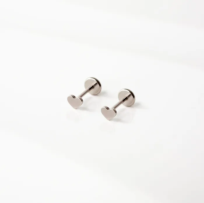 Earrings Grayling Heart Titanium Flat Back Sleeper Earrings