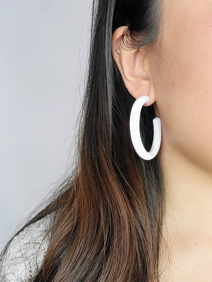 Earrings Love Ko Jewelry CHUNKY HOOP White
