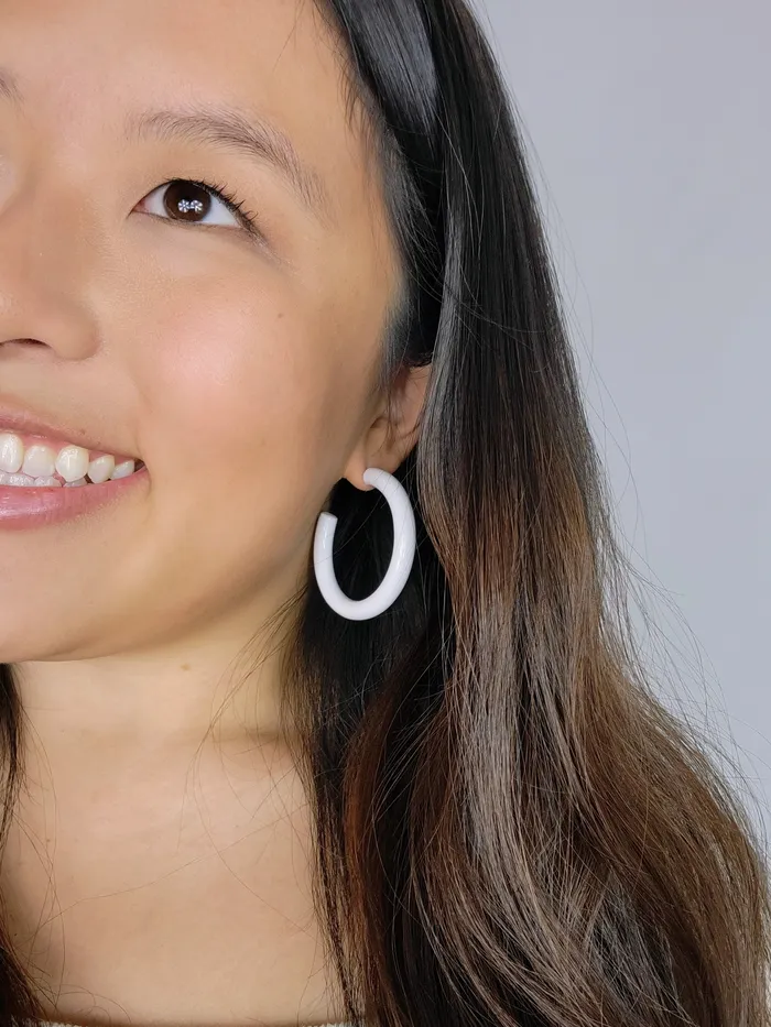 Earrings Love Ko Jewelry CHUNKY HOOP White