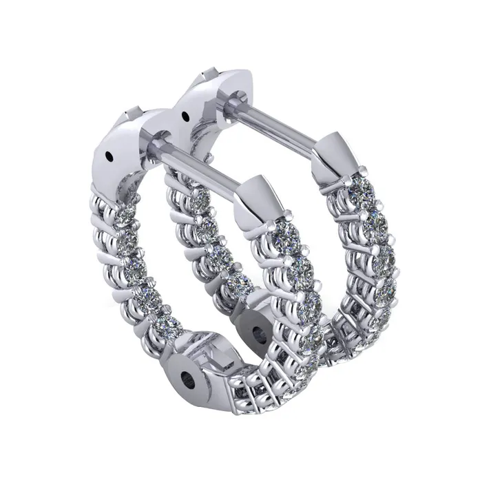 Earrings MALAKAN DIAMOND CO 14K White Gold 055ctw Fancy Hoop Style Lab Grown Diamond Earrings Earrings MALAKAN DIAMOND CO 14K White Gold 055ctw Fancy Hoop Style Lab Grown Diamond Earrings