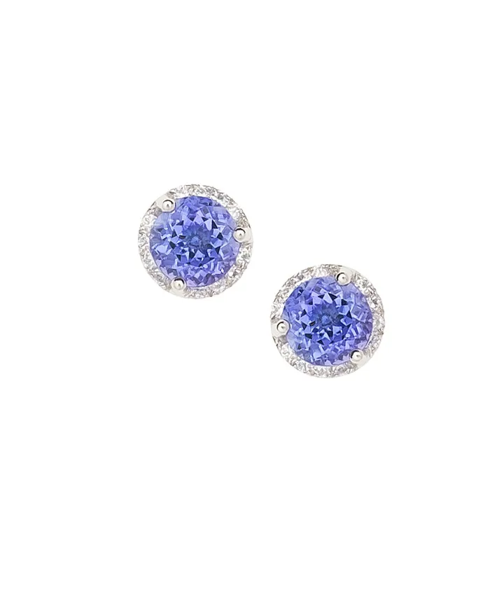 Earrings Smith Bevill Jewelers Tanzanite and Diamond Halo Earrings