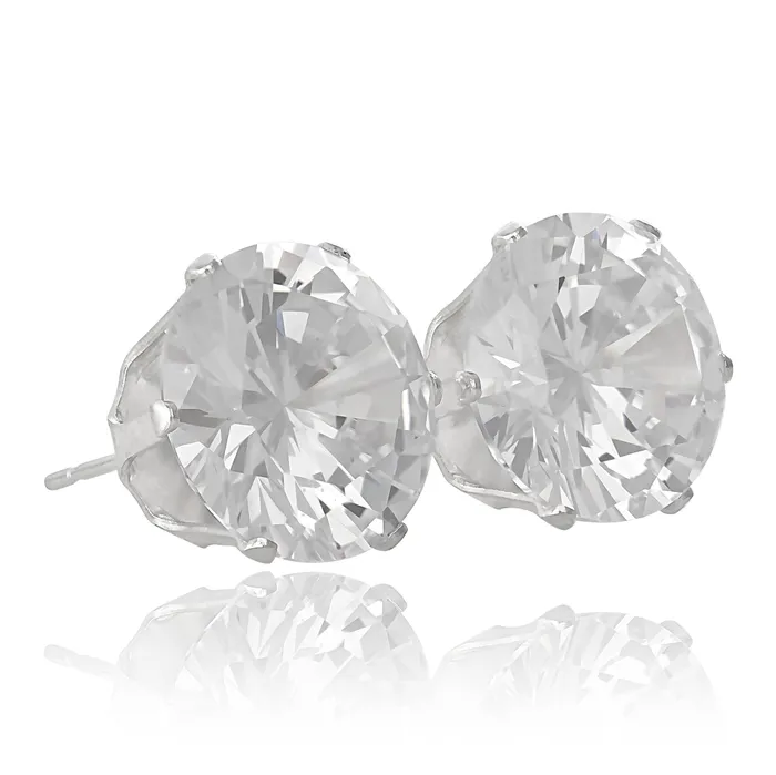 Earrings Teeda EZ2100 Round CZ Stud Earrings 11mm