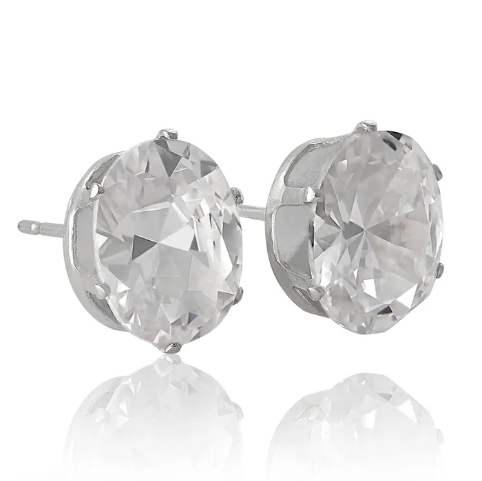 Earrings Teeda EZ2230 Oval CZ Stud Earrings 8x6mm