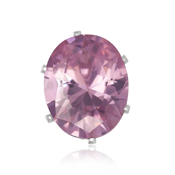 Earrings Teeda EZ2230 Oval CZ Stud Earrings 8x6mm