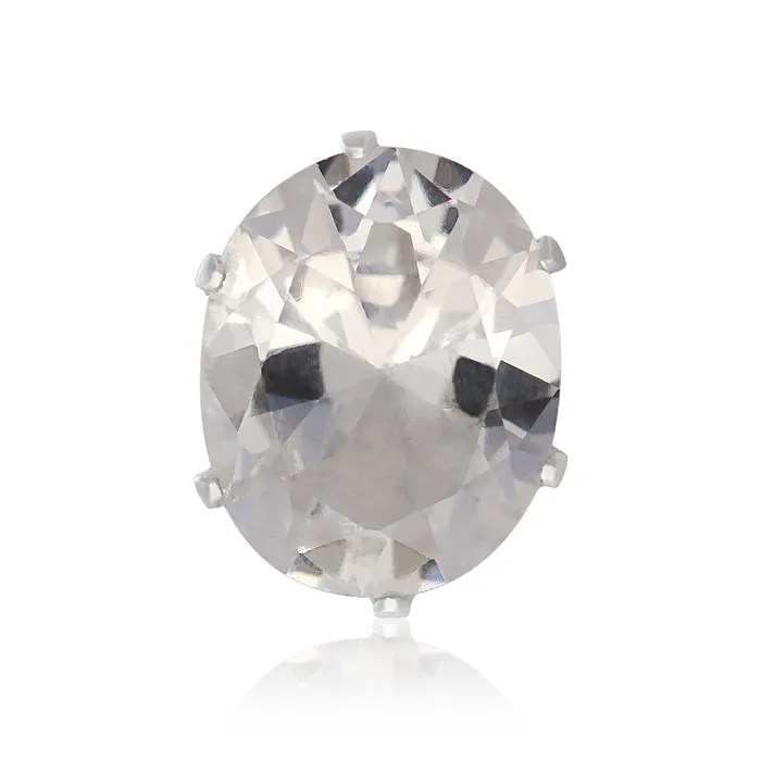 Earrings Teeda EZ2230 Oval CZ Stud Earrings 8x6mm