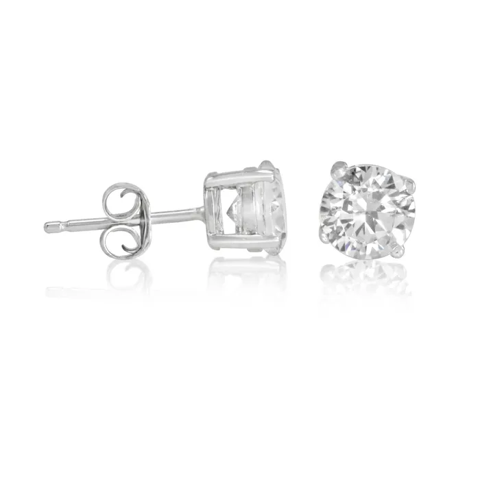 Earrings Teeda EZBR060 Round Brilliant Cut Basket Setting CZ Stud Earrings 6mm Earrings Teeda EZBR060 Round Brilliant Cut Basket Setting CZ Stud Earrings 6mm