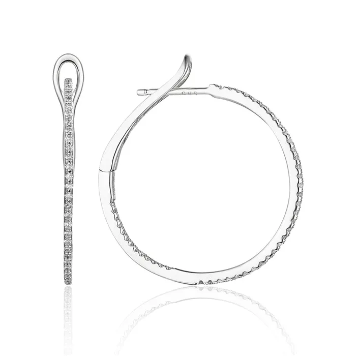 Earrings Thin Diamond Hoop Earrings Luvente
