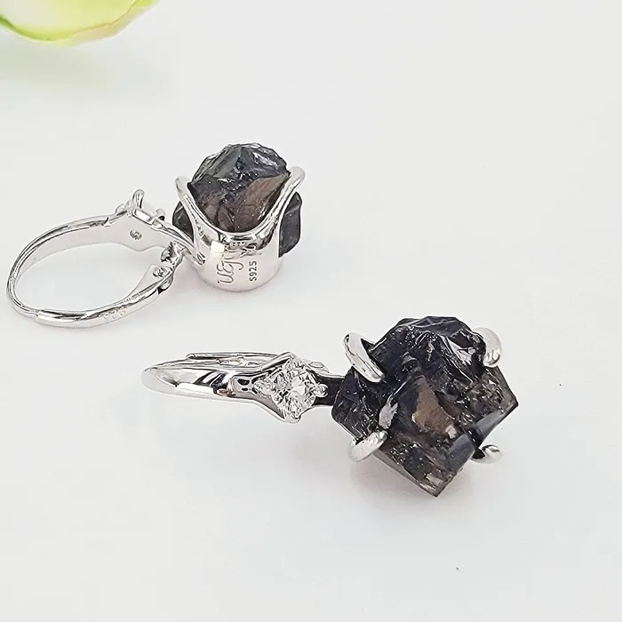 Earrings Uniquelan Jewelry Raw Smoky Quartz Drop Earrings Earrings Uniquelan Jewelry Raw Smoky Quartz Drop Earrings