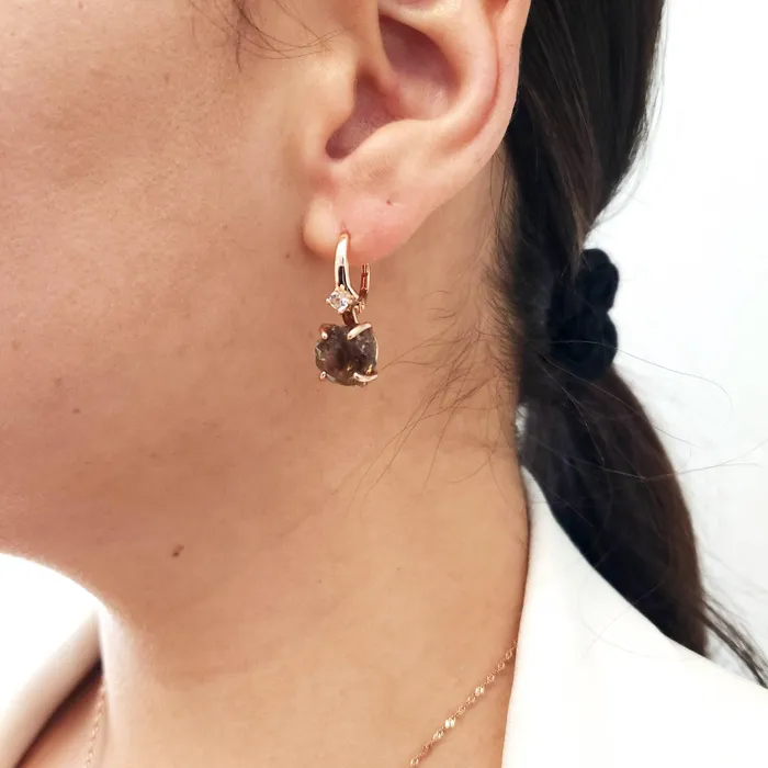 Earrings Uniquelan Jewelry Raw Smoky Quartz Drop Earrings Earrings Uniquelan Jewelry Raw Smoky Quartz Drop Earrings