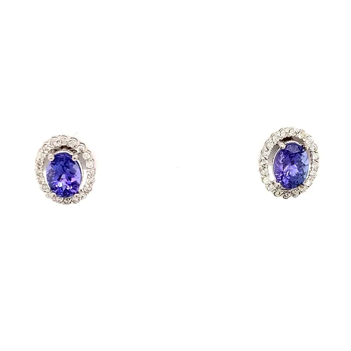 Earrings Vintage Magnality Vintage Oval Tanzanite Diamond Halo Earrings 14K White Gold Earrings Vintage Magnality Vintage Oval Tanzanite Diamond Halo Earrings 14K White Gold