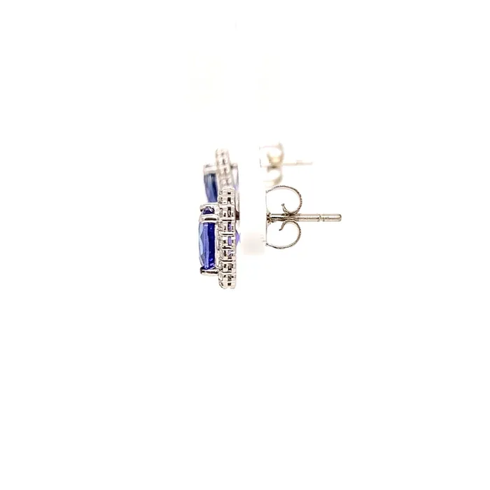 Earrings Vintage Magnality Vintage Oval Tanzanite Diamond Halo Earrings 14K White Gold