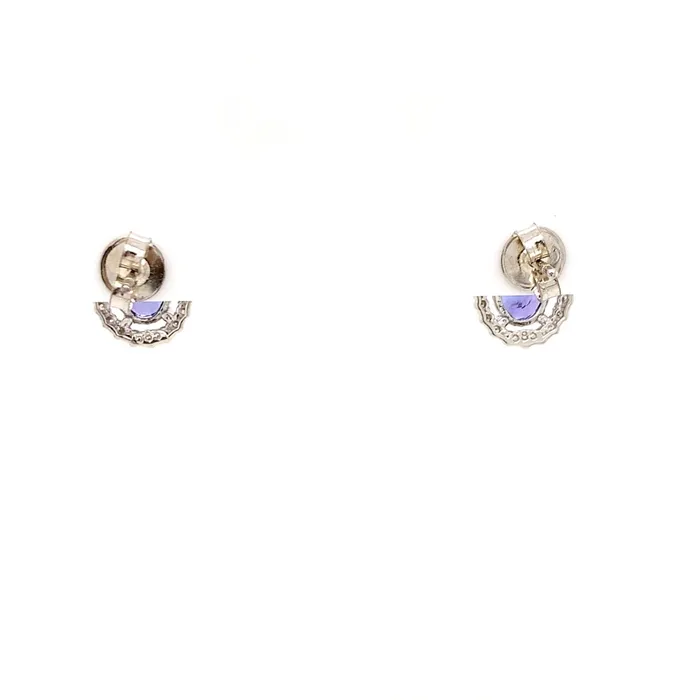 Earrings Vintage Magnality Vintage Oval Tanzanite Diamond Halo Earrings 14K White Gold