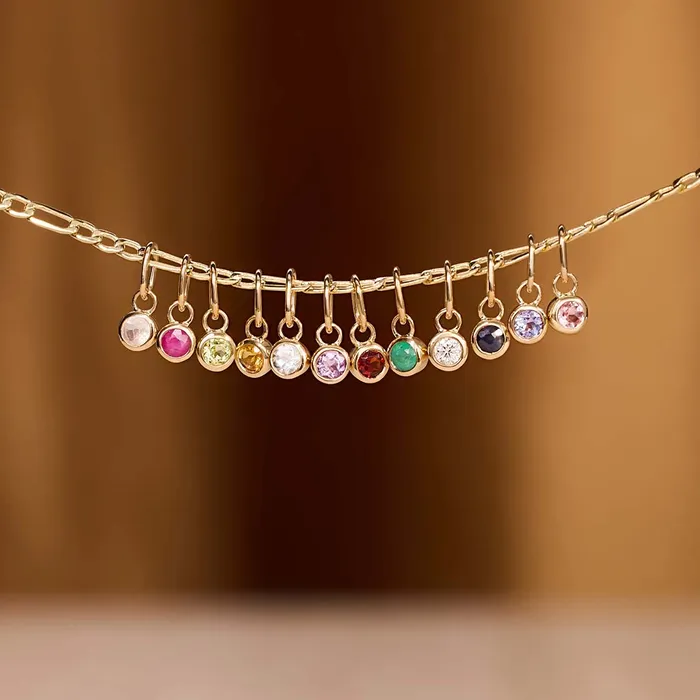 Eline Rosina Charm Necklaces Birthstone Charm March