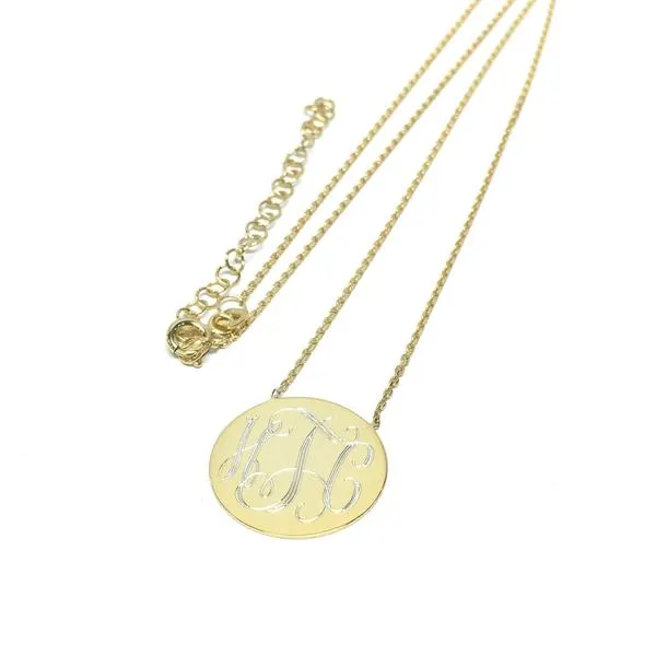 Engraved Jewelry Necklaces Sterling Silver Round Pendant Necklace