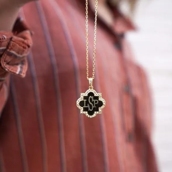 Engraved Jewelry Sterling Silver Quatrefoil Necklace Necklaces