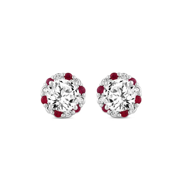 Ethos Earrings 14K WHITE GOLD 2 12CT ROUNDRUBY DIAMOND LADIES EARRINGS CENTER STONE ROUND DIAMOND 2CT Ethos Earrings 14K WHITE GOLD 2 12CT ROUNDRUBY DIAMOND LADIES EARRINGS CENTER STONE ROUND DIAMOND 2CT