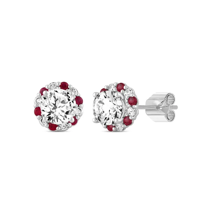 Ethos Earrings 14K WHITE GOLD 2 12CT ROUNDRUBY DIAMOND LADIES EARRINGS CENTER STONE ROUND DIAMOND 2CT Ethos Earrings 14K WHITE GOLD 2 12CT ROUNDRUBY DIAMOND LADIES EARRINGS CENTER STONE ROUND DIAMOND 2CT