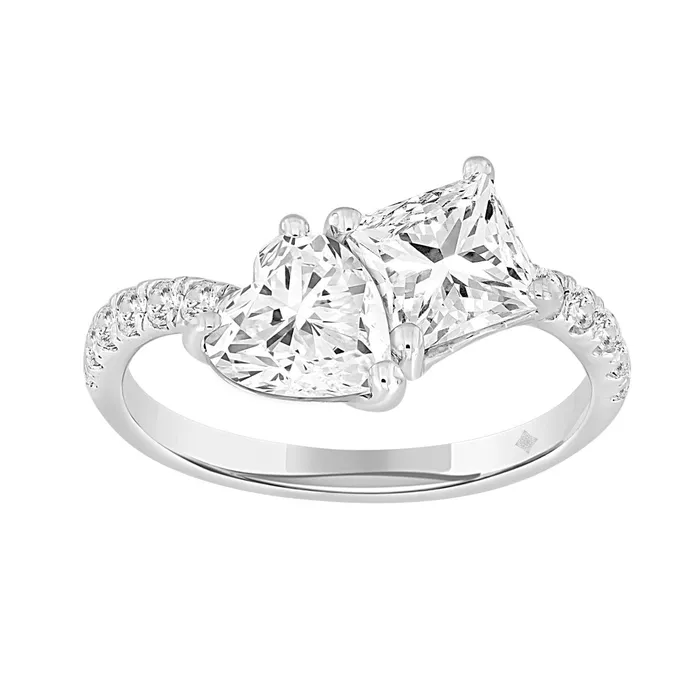 Ethos LADIES RING 2 14CT ROUNDHEARTPRINCESS DIAMOND 14K WHITE GOLD Rings Ethos LADIES RING 2 14CT ROUNDHEARTPRINCESS DIAMOND 14K WHITE GOLD Rings