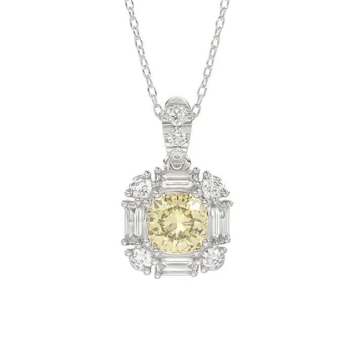 Ethos PreStyled Sets 14K WHITE GOLD CRAFTED WITH 18K YELLOW GOLD BACK PLATE 1 13CT ROUNDBAGUETTEYELLOW CUSHION DIAMOND LADIES PENDANT WITH CHAIN Ethos PreStyled Sets 14K WHITE GOLD CRAFTED WITH 18K YELLOW GOLD BACK PLATE 1 13CT ROUNDBAGUETTEYELLOW CUSHION DIAMOND LADIES PENDANT WITH CHAIN