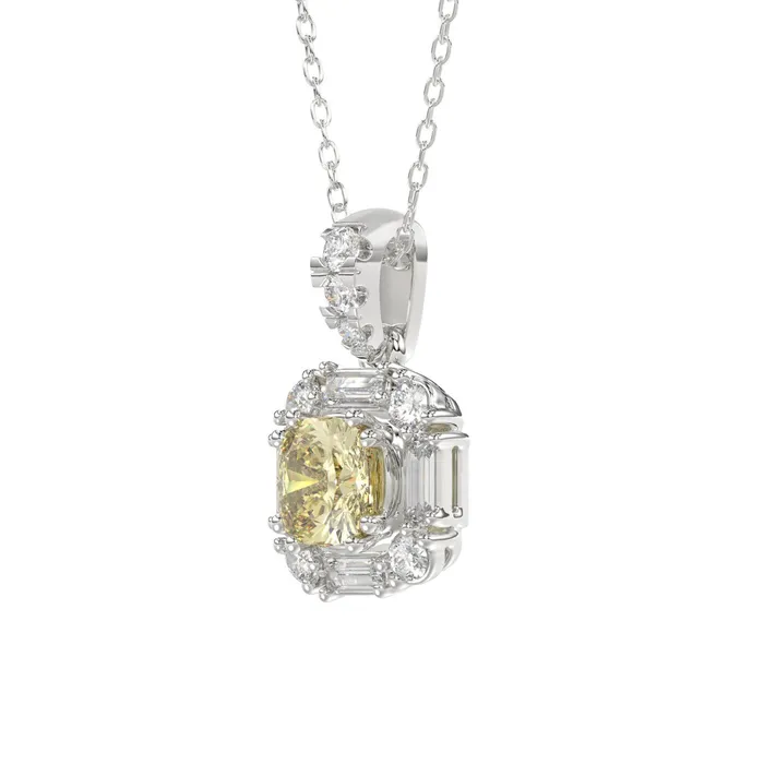 Ethos PreStyled Sets 14K WHITE GOLD CRAFTED WITH 18K YELLOW GOLD BACK PLATE 1 13CT ROUNDBAGUETTEYELLOW CUSHION DIAMOND LADIES PENDANT WITH CHAIN Ethos PreStyled Sets 14K WHITE GOLD CRAFTED WITH 18K YELLOW GOLD BACK PLATE 1 13CT ROUNDBAGUETTEYELLOW CUSHION DIAMOND LADIES PENDANT WITH CHAIN