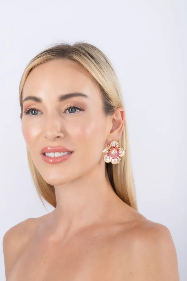 Evelyn CZ Stud Earrings Eye Candy LA Earrings