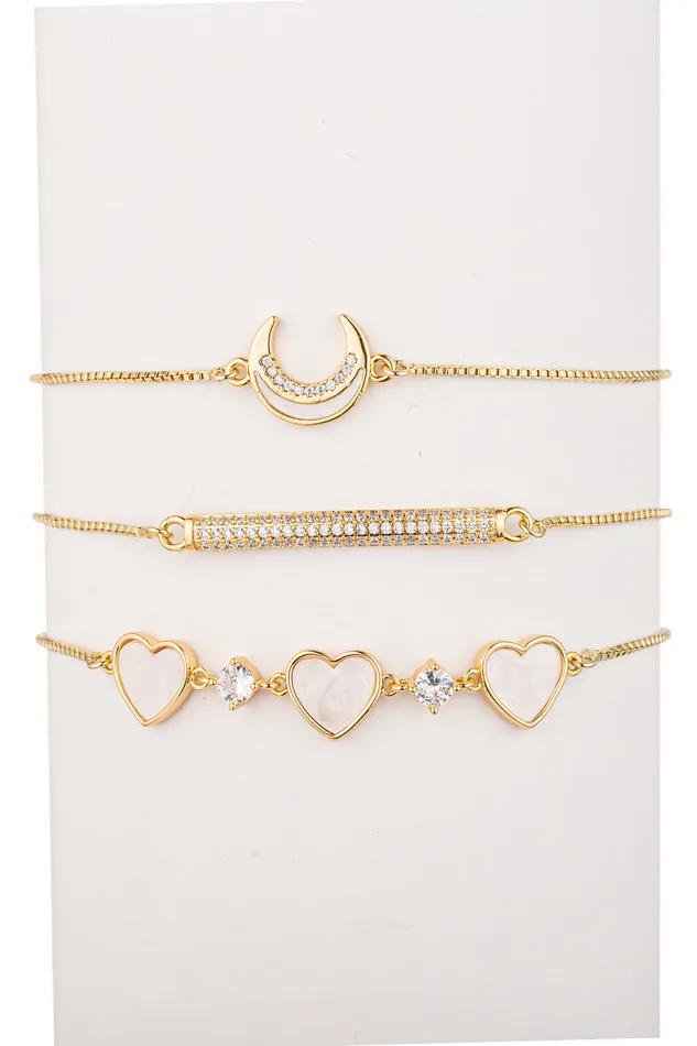 Eye Candy LA Bracelets Juliette 3Piece Heart Bolo Bracelet Set