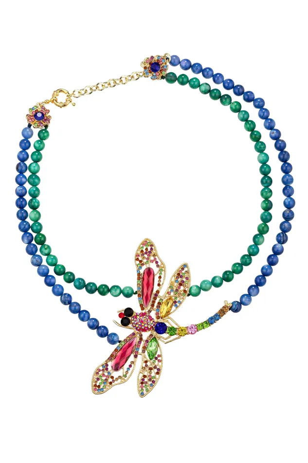 Eye Candy LA Dragonfly Agate Statement Necklace Necklaces