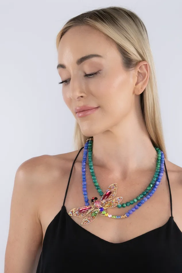Eye Candy LA Dragonfly Agate Statement Necklace Necklaces Eye Candy LA Dragonfly Agate Statement Necklace Necklaces