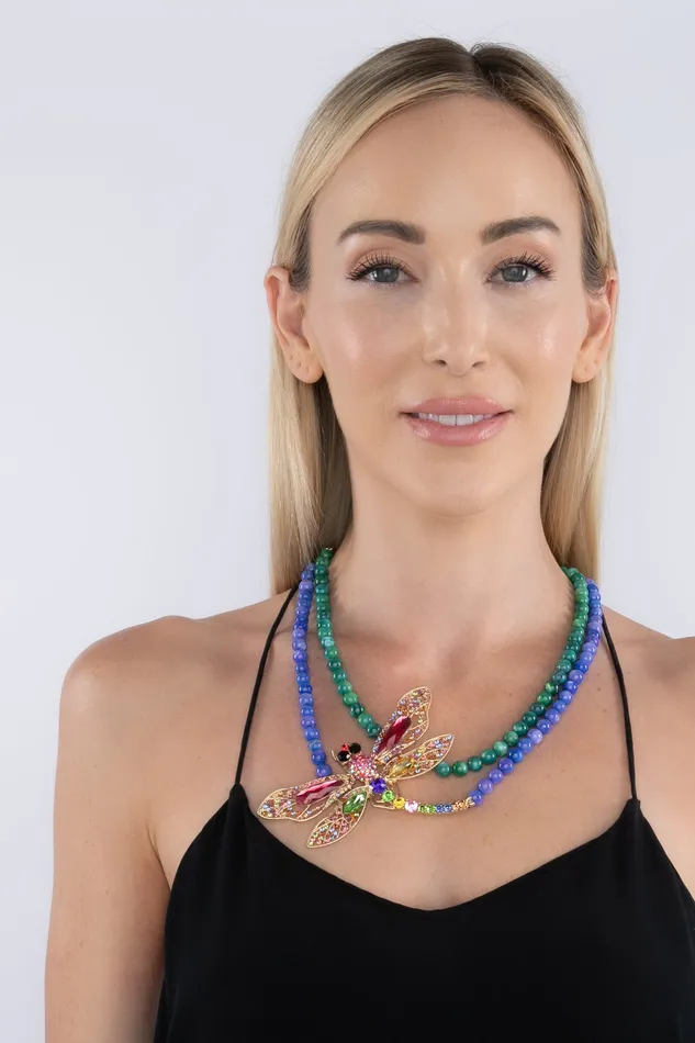 Eye Candy LA Dragonfly Agate Statement Necklace Necklaces Eye Candy LA Dragonfly Agate Statement Necklace Necklaces