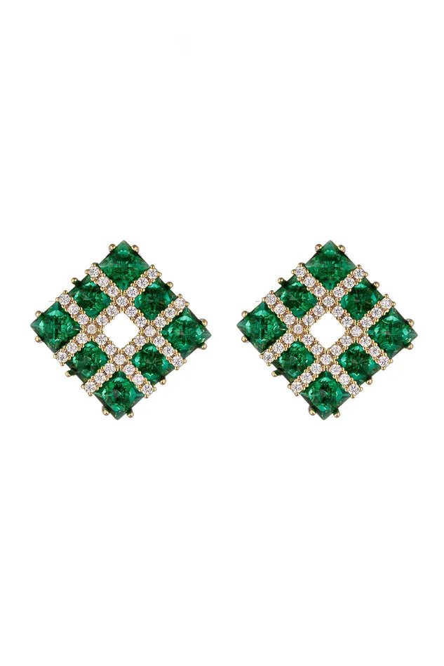 Eye Candy LA Earrings Abigail Green Cubic Zirconia Stud Earring
