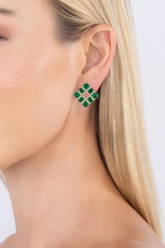 Eye Candy LA Earrings Abigail Green Cubic Zirconia Stud Earring
