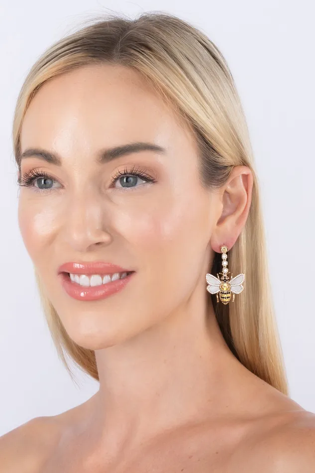 Eye Candy LA Earrings Bumble Bee CZ Dangle Earrings