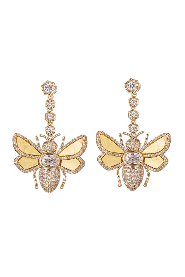 Eye Candy LA Earrings Bumble Bee CZ Dangle Earrings