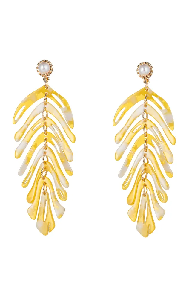 Eye Candy LA Earrings Dina Acrylic Leaf Earring