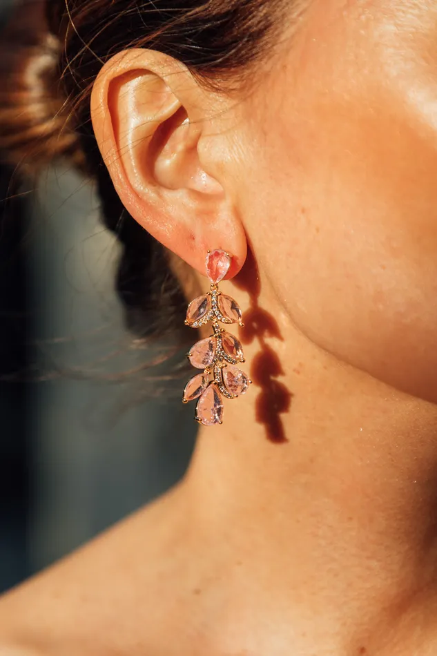 Eye Candy LA Earrings Julie Pink Drop Statement Earrings