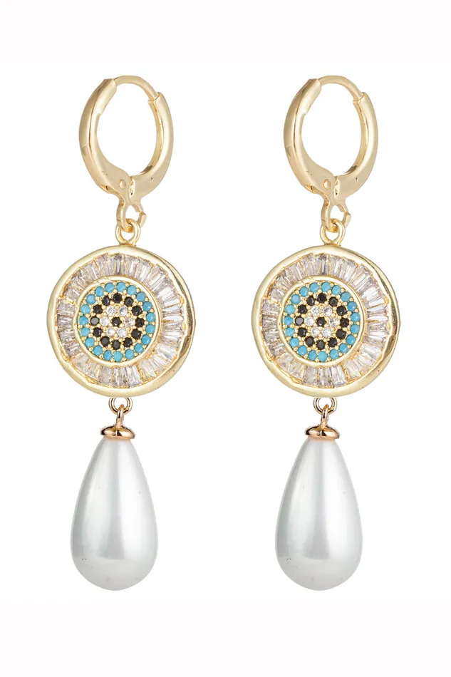 Eye Candy LA Earrings Pearleyes 18K Huggie Earring