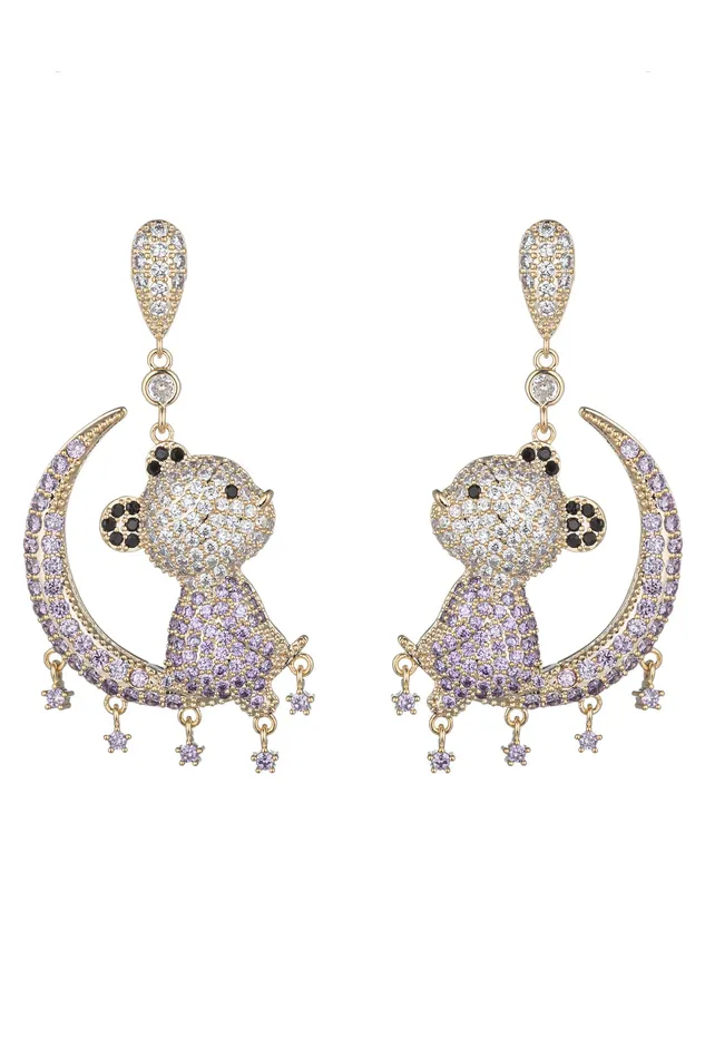 Eye Candy LA Earrings Teddy Moon CZ Drop Earrings