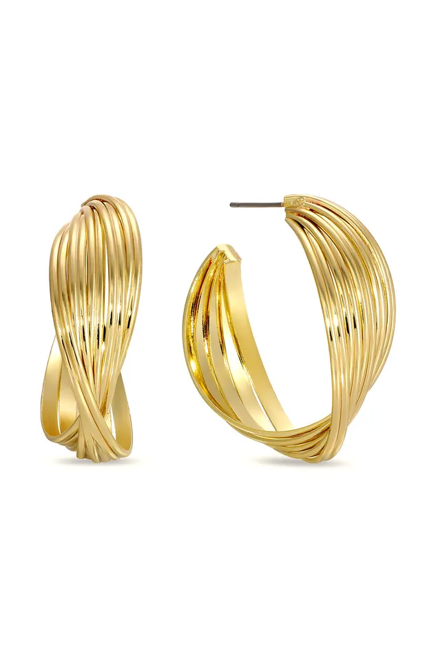 Eye Candy LA Georgia Golden Swirl Loop Earrings Earrings