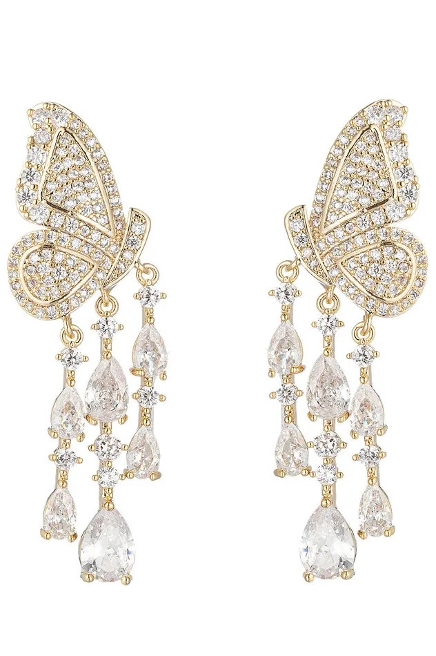 Eye Candy LA PreStyled Sets Painted Lady 18K Gold Plated CZ Crystal Dangle Earring Eye Candy LA PreStyled Sets Painted Lady 18K Gold Plated CZ Crystal Dangle Earring