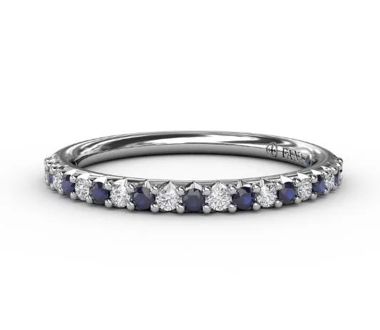 FANA Rings Fana 14K White Gold 032ctw Band Style Ring with Diamonds and Sapphires FANA Rings Fana 14K White Gold 032ctw Band Style Ring with Diamonds and Sapphires