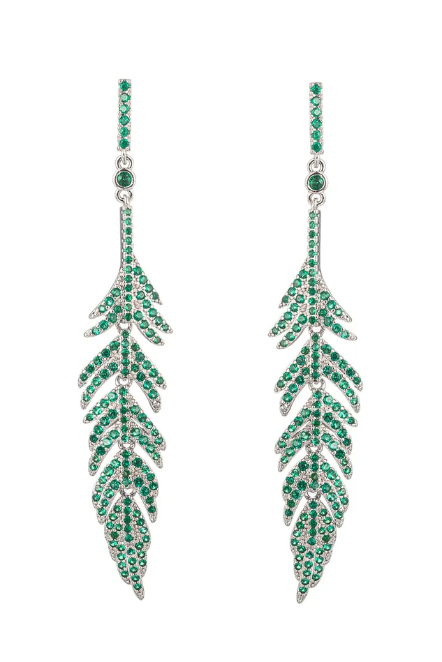 Feather Luxe Drop Earrings Silver Eye Candy LA Earrings