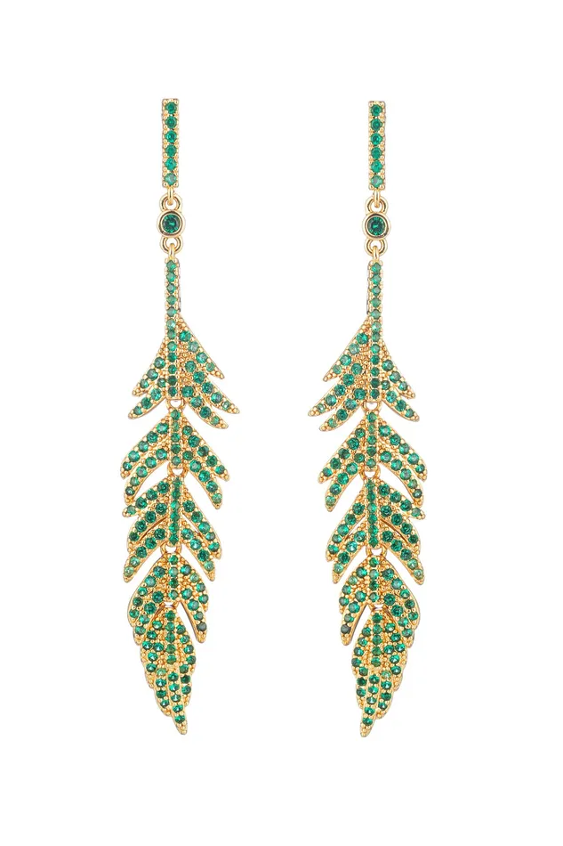 Feather Luxe Drop Earrings Silver Eye Candy LA Earrings