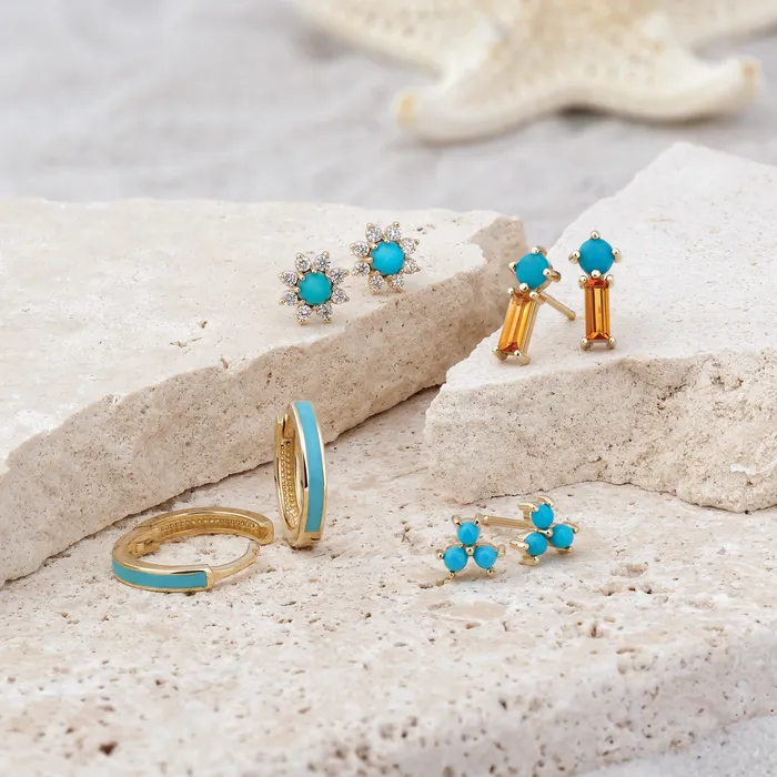 Flower Power Natural Citrine Diamond Stud Earrings Solid 14K Yellow White Rose Gold 302 Fine Jewelry Earrings