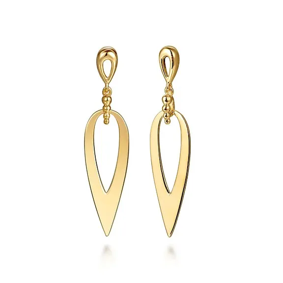 GABRIEL CO Earrings Gabriel 14K Yellow Gold 5mm x 38mm Statement Dangle Style Earrings GABRIEL CO Earrings Gabriel 14K Yellow Gold 5mm x 38mm Statement Dangle Style Earrings