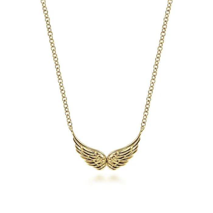 GABRIEL CO Necklaces 14K Yellow Gold 175 Adjustable Angel Wings Style Station Necklace GABRIEL CO Necklaces 14K Yellow Gold 175 Adjustable Angel Wings Style Station Necklace