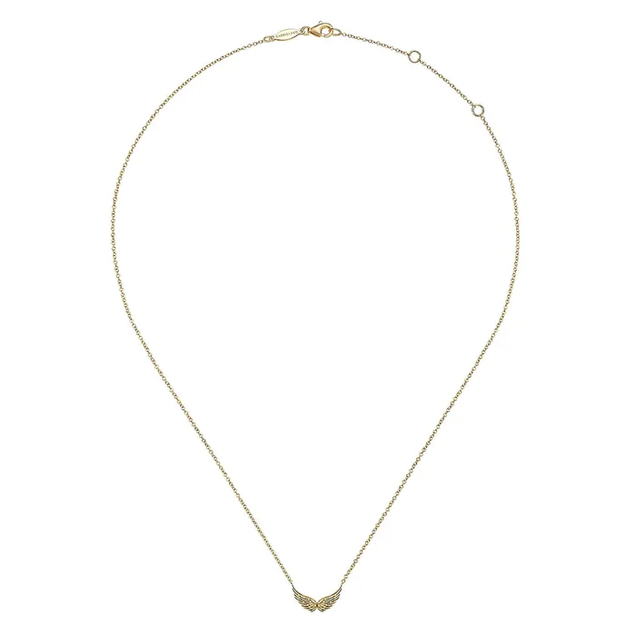GABRIEL CO Necklaces 14K Yellow Gold 175 Adjustable Angel Wings Style Station Necklace