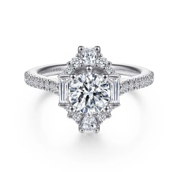 GABRIEL CO Rings 14K White Gold 67ctw Fancy Halo Style Diamond SemiMount Engagement Ring GABRIEL CO Rings 14K White Gold 67ctw Fancy Halo Style Diamond SemiMount Engagement Ring